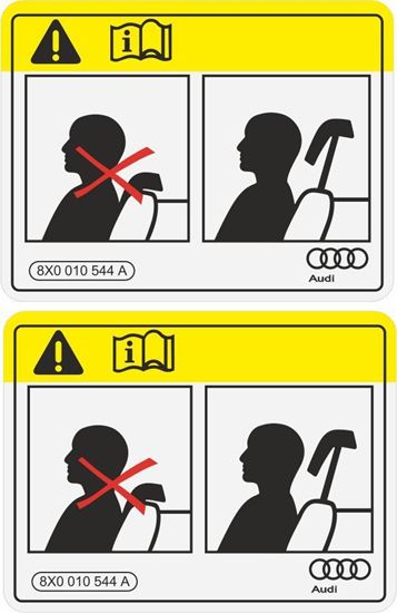 Picture of Audi Warning Headrest replacement Decal / Sticker