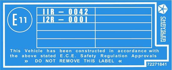 Picture of Hillman Avenger 1970 -1979 E11 replacement Decal / Sticker