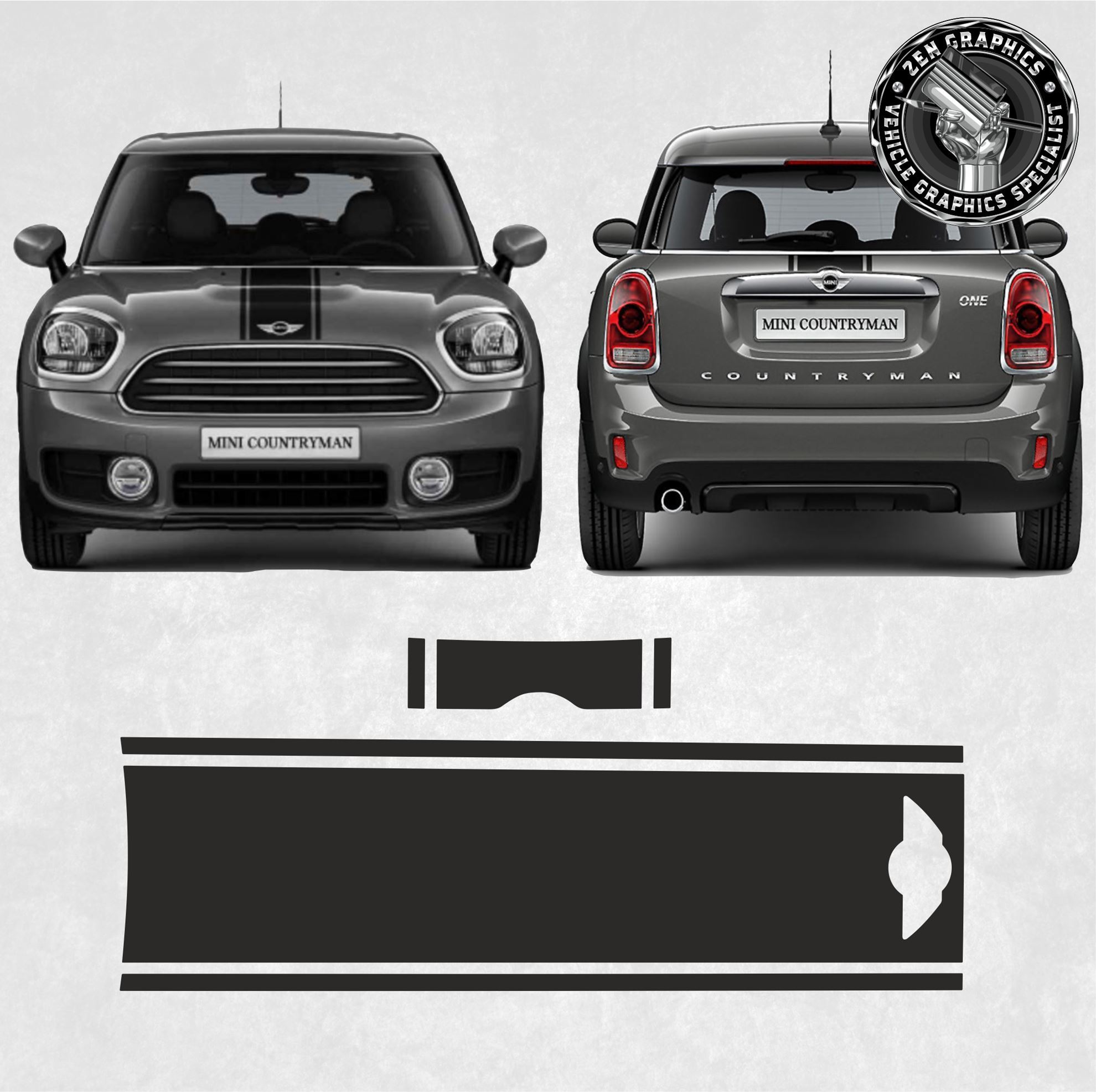 Zen Graphics - Mini F60 Countryman Cooper / One Bonnet & rear Stripes