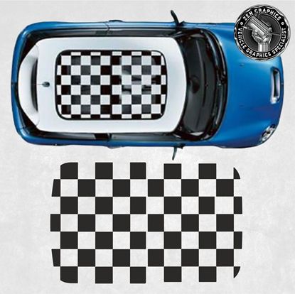 Picture of Mini R55 / R56 / R60 LCi Panoramic Glass Checkered roof Graphic
