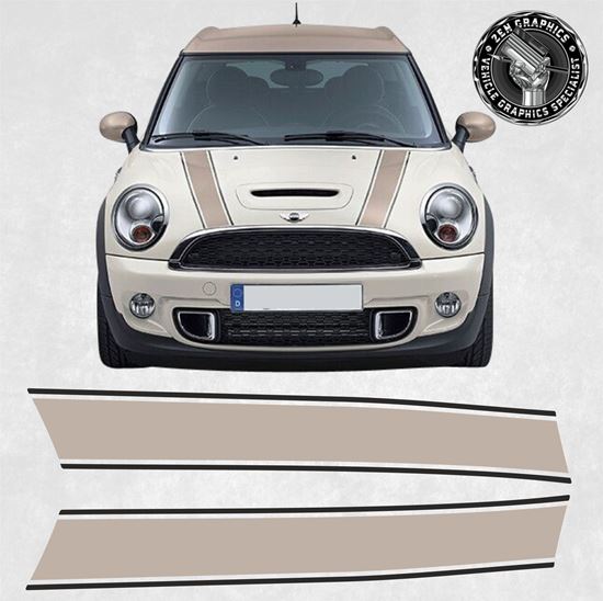 Mini Cooper Bonnet Stripes With Pinstripes – Racing Vinyl Graphics Decals For R56 R53