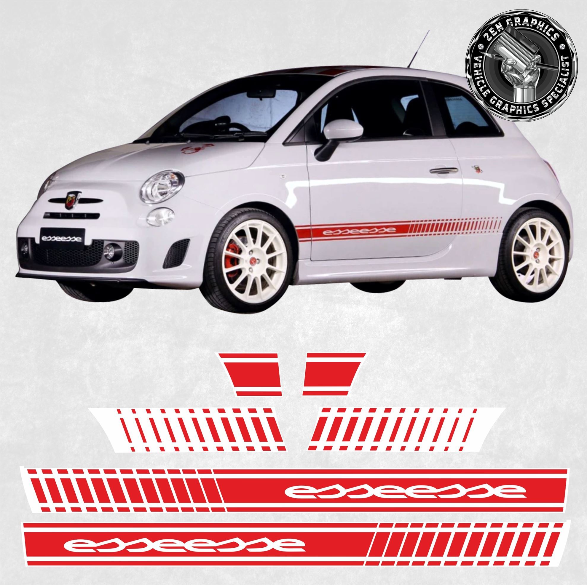 Zen Graphics - Fiat 500 Abarth esseesse side Stripes / Stickers FACTORY FIT