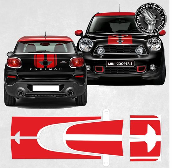 Picture of Bonnet & rear Stripes / Stickers to Fit Mini R61 Paceman Cooper S / JCW