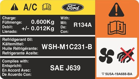 Picture of Ford Focus MK2 / 2.5 ST Air conditioning replacement Decal / Sticker