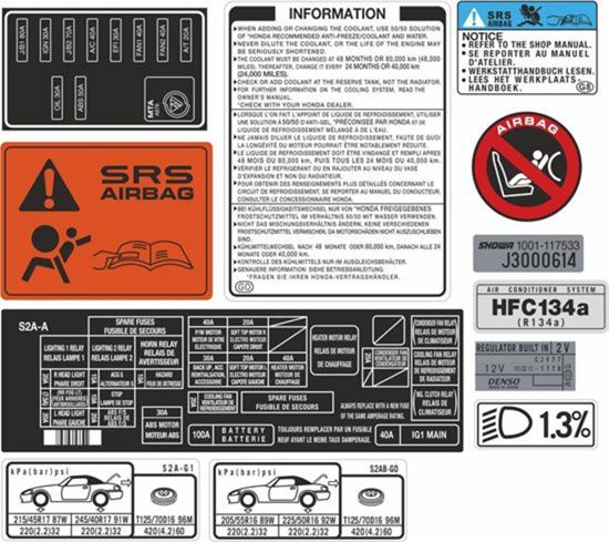 Picture of S2000 replacement engine bay Decals / Stickers