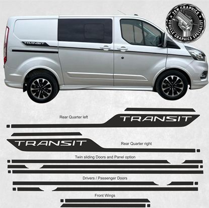 Picture of Transit Custom Long Wheel Base and Short Wheel Base exact Specifications upper side Stripes  / Stickers