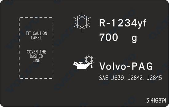 Picture of Volvo S60 replacement A/C under Bonnet Decals / Stickers