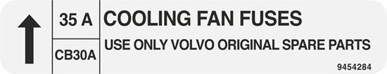 Picture of Volvo S70 35 Amp Cooling Fan Fuse replacement Decal / Sticker
