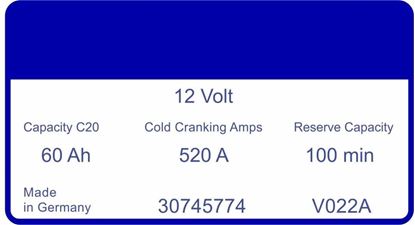 Picture of Volvo Battery 30745774 520A replacement Decal / Sticker