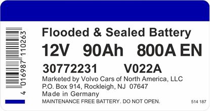 Picture of Volvo Battery 30772231 800A replacement Decal / Sticker