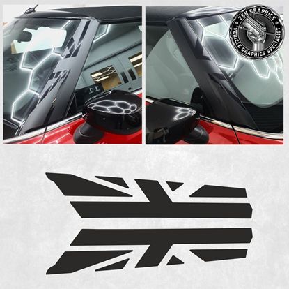 Picture of Mini F57 - Cabriolet / Soft Top A pillar Night Jack Decals / Stickers