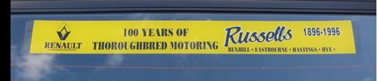 Picture of Russells - Bexhill - Eastbourne - Hastings - Rye - Renault Dealer rear Glass Decal / Sticker