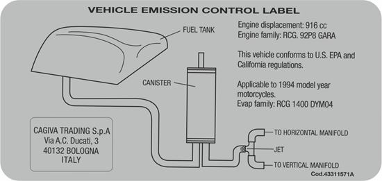 Picture of Ducati 996 / 748 replacement Emission Control Decal / Sticker