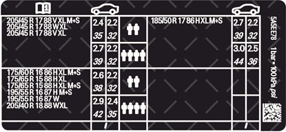 Picture of Mini F56 Cooper LCi 3 Door Tyre Pressure Decal / Sticker