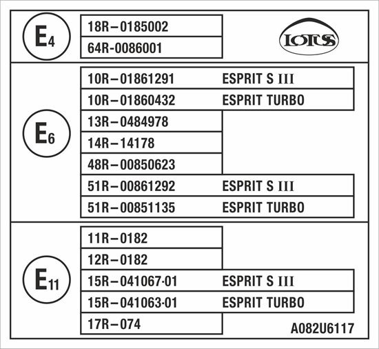 Picture of Lotus Esprit S III / Turbo Homologation replacement Decal / Sticker