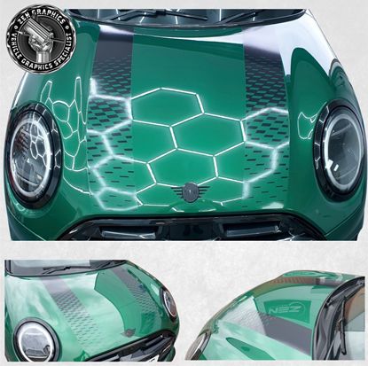 Picture of Gloss Black / Transparent OEM spec Mini F65 / F66 Cooper S Bonnet Stripes / Stickers