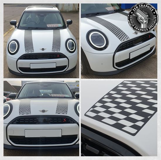 Picture of Matte Black / Transparent Mini F65 / F66 Sport Bonnet Stripes / Stickers