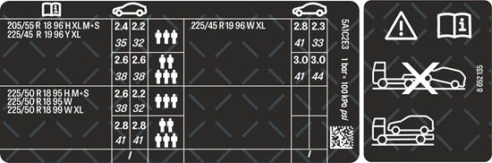 Picture of Mini F60 Countryman JCW ALL4 Tyre Pressure & Recovery Decals / Sticker