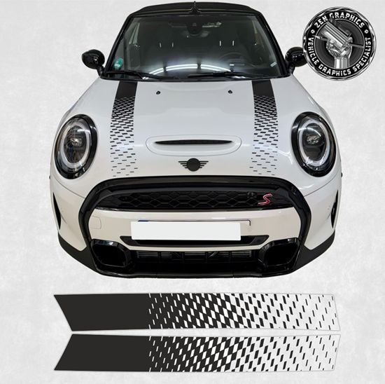 Picture of Mini F55 / F56 Transparent and Black 2024 Style JCW Bonnet Stripes
