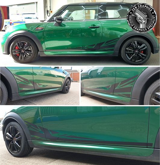 Picture of Mini F56 3 Door / F57 Cabriolet side Night Jack Stripes / Stickers