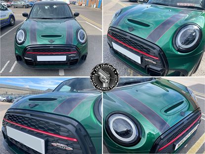 Picture of Chili Red Mini F55 / F56  LCi 2 Cooper / Cooper S / JCW Bonnet Stripes