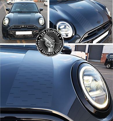 Picture of Ghost Matte Black / Transparent Mini F65 / F66 Cooper S Bonnet Stripes / Stickers