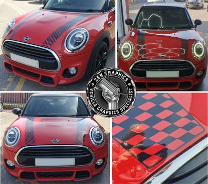 Picture of Mini F55 / F56 Transparent and Black 2024 Style Bonnet Stripes