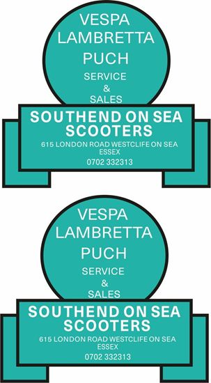 Picture of Southend On Sea Scooters Lambretta / Vespa Puch Scooter Dealer Decals / Stickers