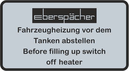 Picture of T2 / T3 / T4 replacement "Turn off vehicle heater before refueling"  Decal / Sticker