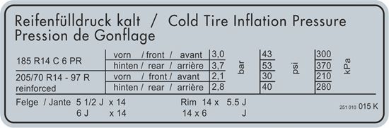 Picture of T25 / T3 14" Tyre Inflation replacement Decal / Sticker