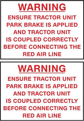 Picture of "Warning Ensure Tractor Unit Park Brake is Applied" Trailer Decals / Stickers