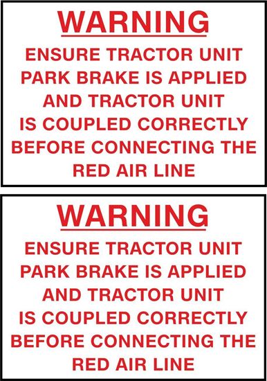 Picture of "Warning Ensure Tractor Unit Park Brake is Applied" Trailer Decals / Stickers