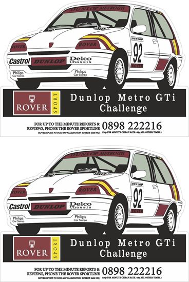 Picture of Rover Metro GTI Dunlop Challenge Decals / Stickers