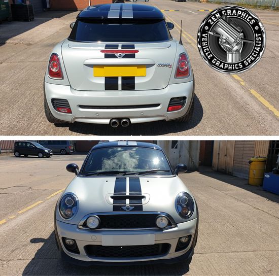 Picture of Mini R58 Cooper S / Cooper over the top Stripes  for Silver / Black Roof