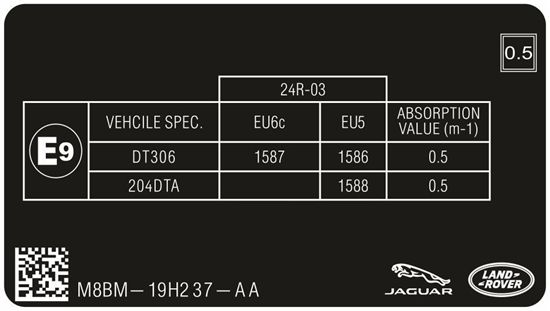 Picture of Land Rover Defender 110 L663 replacementunder Bonnet E9 Decal / Sticker