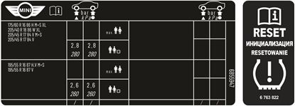 Picture of Mini R58 Coupe / R59 Roadster Tyre Pressure Labels / Stickers