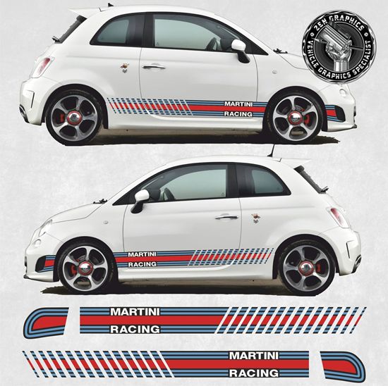 Picture of Fiat  500 / 595 Abarth Martini side Stripes / Stickers