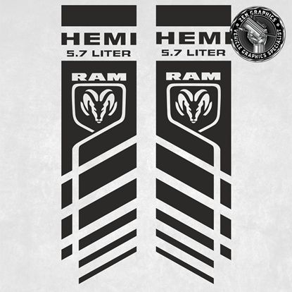 Picture of Dodge Ram Hemi 5.7 Litre side Bed Stripes  / Stickers