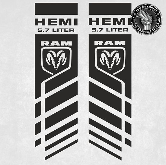 Picture of Dodge Ram Hemi 5.7 Litre side Bed Stripes  / Stickers