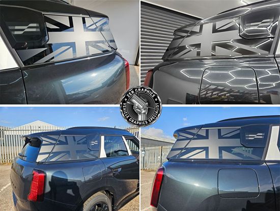 Picture of Mini U25 Countryman quarter Glass and C Pillar Black Jack Decals / Stickers