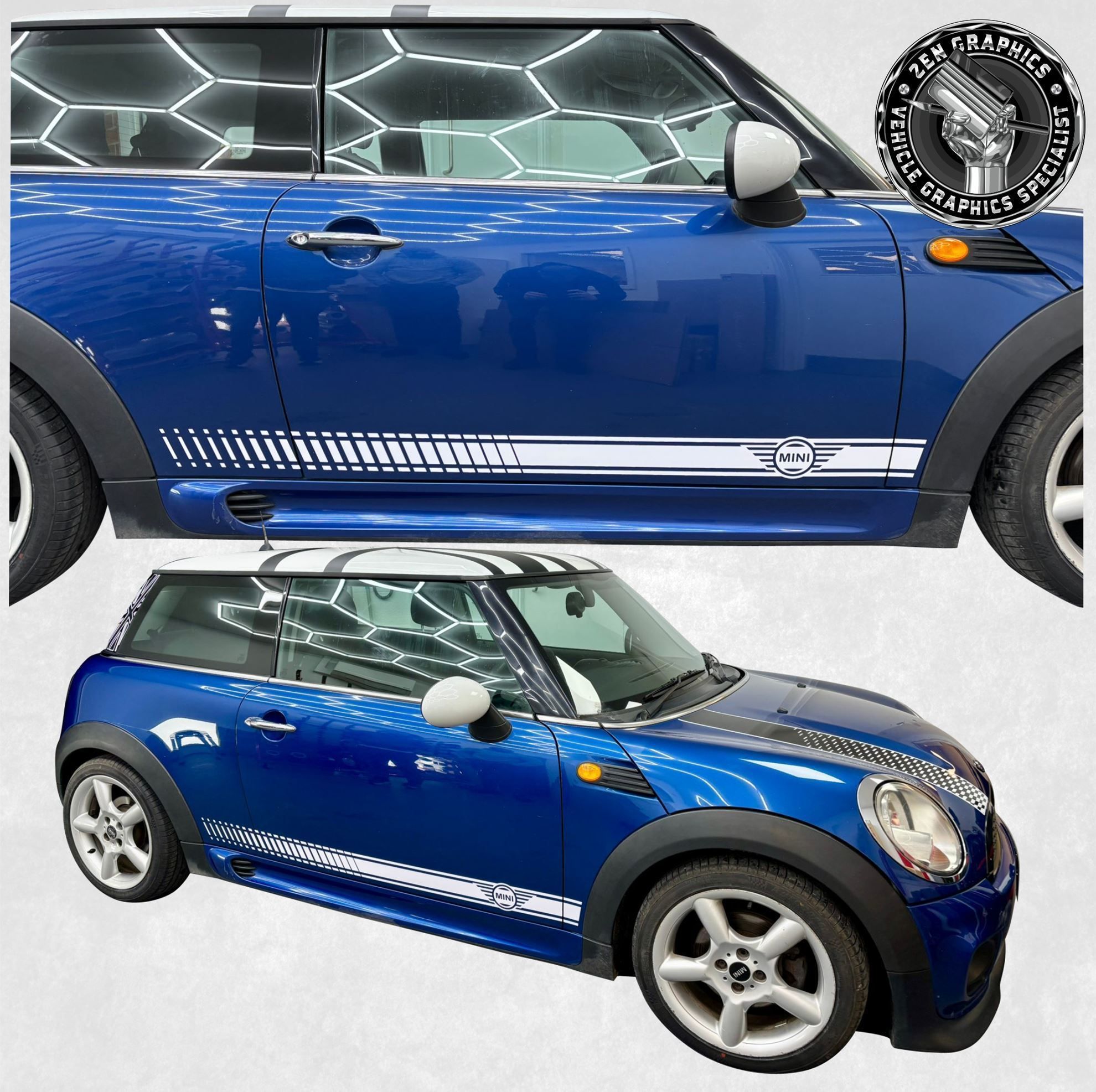 Viper Stripes Sticker Set For BMW Mini Cooper Convertible R57 – Union Jack Style, Gloss/Matte Finish