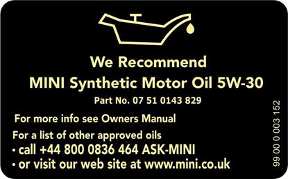 Picture of Mini R series Recomended Synthetic Motor Oil 5W-30 Decal / Sticker