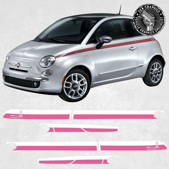 Picture of Fiat 500 Pink Ribbon Limited Edition Stripes / Stickers FACTORY FIT