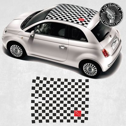 Picture of Fiat 500 Tetto A Scacchi Con Numero 500 Roof  Decals / Stickers FACTORY FIT