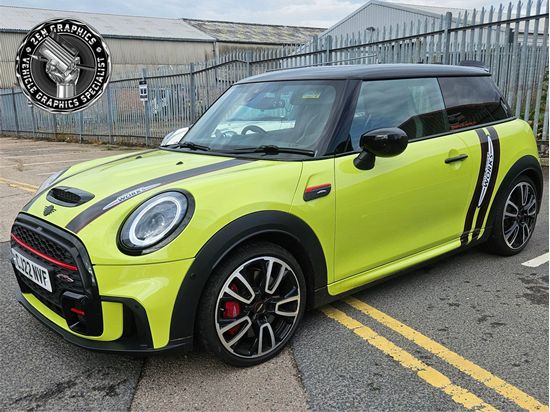 Zen Graphics - Mini F55 / F56 JCW Chili Red and Black Virtical side Stripes