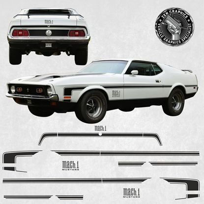 Picture of Ford Mustang Mach 1 Gen 1 Facelift 1971 - 1973 replacement Stripes / Stickers