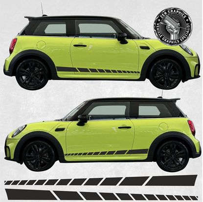 Picture of Mini F56 3 Door  / F57 Soft Top Chevron Sport side Stripes / Stickers