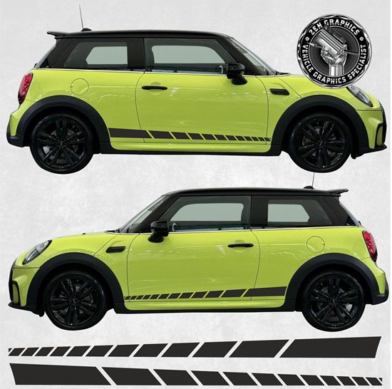 Picture of Mini F56 3 Door  / F57 Soft Top Chevron Sport side Stripes / Stickers
