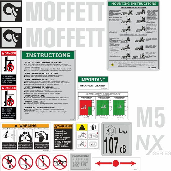 Picture of Hiab Mofferr M5 NX Series Forklift Operation replacement Decals  / Stickers
