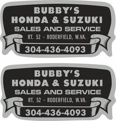 Picture of Bubby's Honda & Suzuki Sales and Service West Vaginia Decals / Stickers